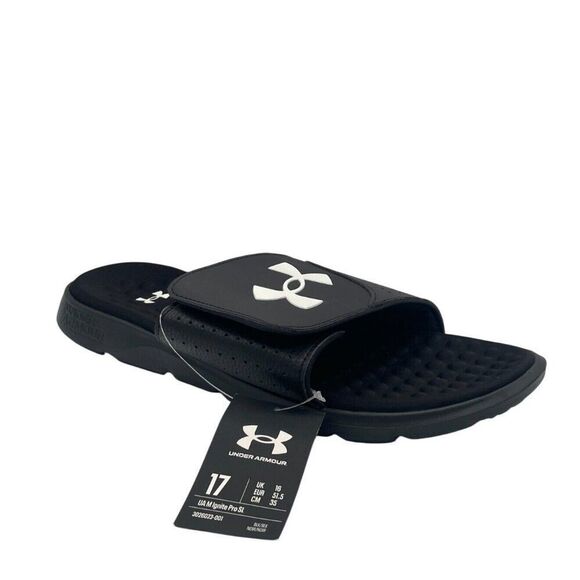 Under Armour Ignite Pro 3026023-001 Mens US 17 Slide Sandals Noir Black Slip On - Picture 1 of 6